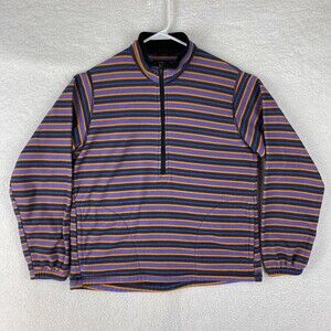 Y2K Lands End Fleece Womens S Purple Orange Halloween‎ Striped 1/2 Zip Pullover